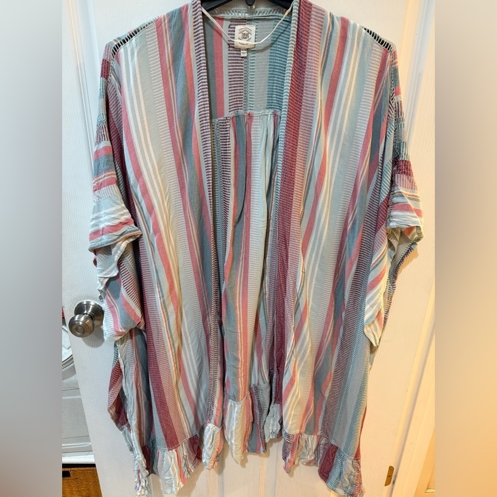 True Craft Multicolor Striped Kimono wear w jeans /tank or swim beach cover up🩷